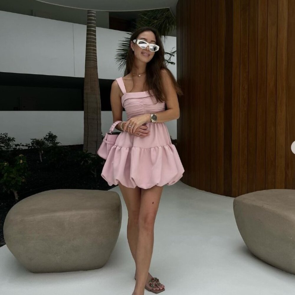Zara draped balloon mini dress 3435/324